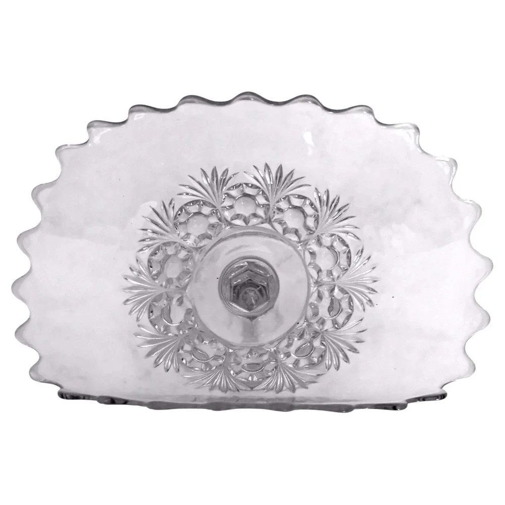 Higbee Charm Rosette & Palms Fruit Banana Stand Pedestal Dish Clear Glass EAPGS